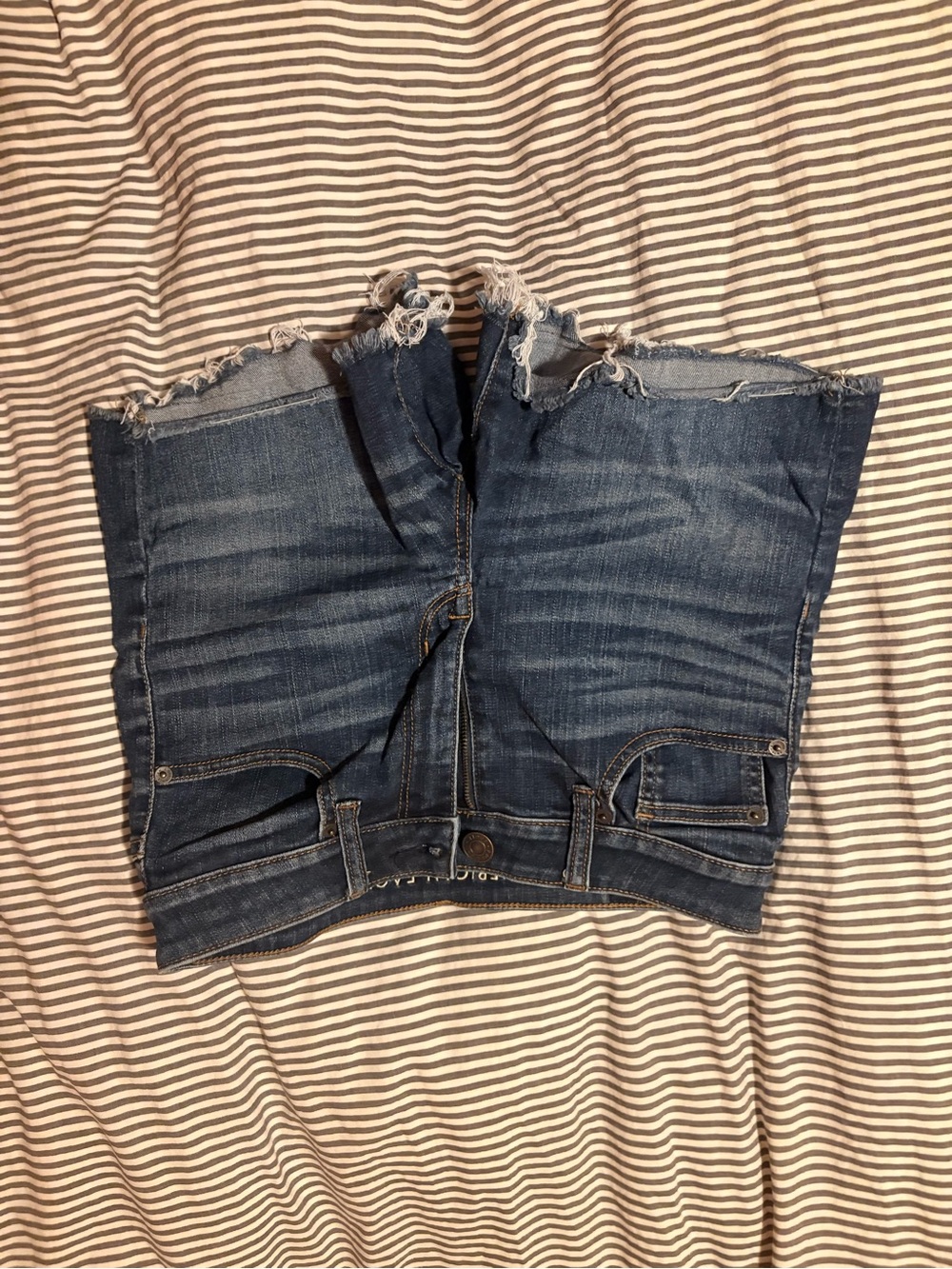 American Eagle Outfitters Dark Blue Distressed Denim Cutoff Shorts